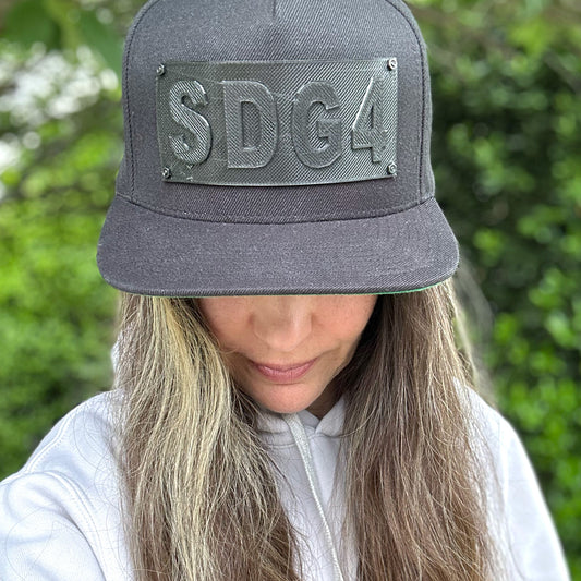 3D Printed snapback with UN Sustainable Goal 4, SDG4 by 3DMetaDress